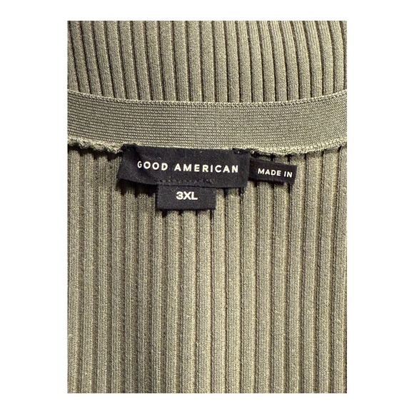GOOD AMERICAN Women's 3XL Shine Rib V-Neck Cardigan Fatigue Olive Green NWT - Picture 5 of 9